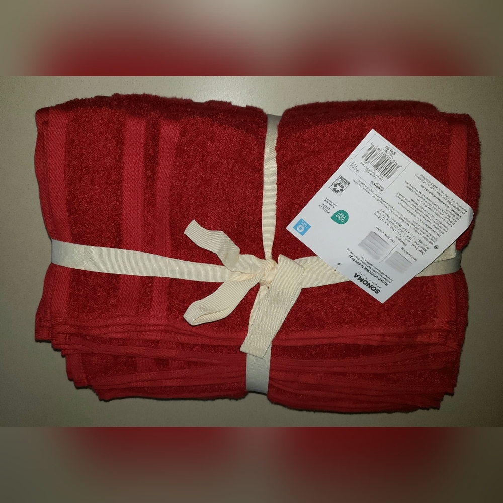 SONOMO Goods For Life Bath Towel Set 6 Piece TRUE RED HygroCotton Absorbent OEKO